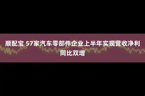 顺配宝 57家汽车零部件企业上半年实现营收净利同比双增