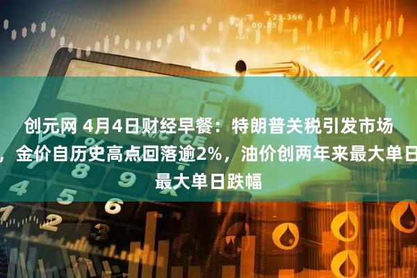 创元网 4月4日财经早餐：特朗普关税引发市场大跌，金价自历史高点回落逾2%，油价创两年来最大单日跌幅